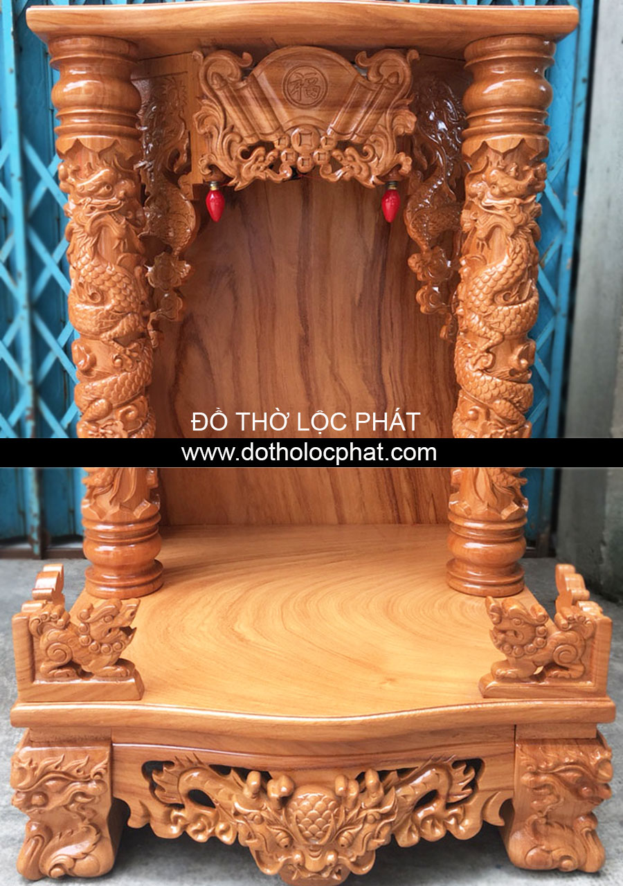 mẫu bàn thờ thần tài BTGG-016 cột rồng chìm giá rẻ nhất tại TP. HCM