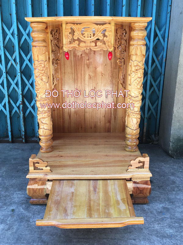 mẫu bàn thờ ông địa thần tài bằng gỗ xoan đào đẹp mà rẻ tại xưởng lộc phát
