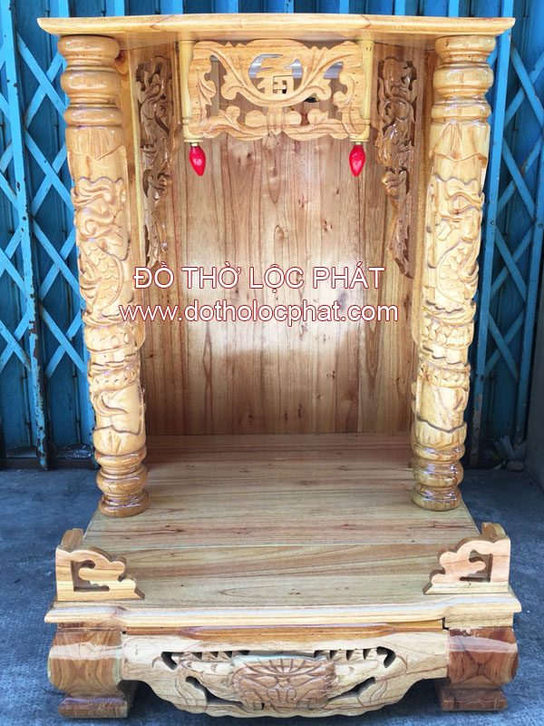 mẫu bàn thờ ông địa thần tài bằng gỗ xoan đào đẹp – rẻ nhất tại Lộc Phát