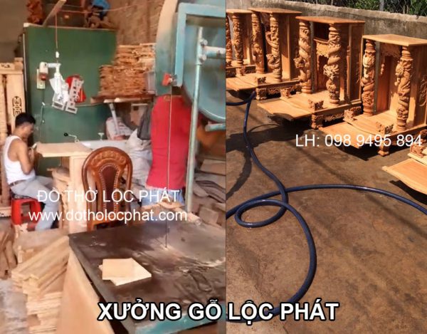 hình ảnh thợ tất bật lên bàn thờ ông địa cho khách