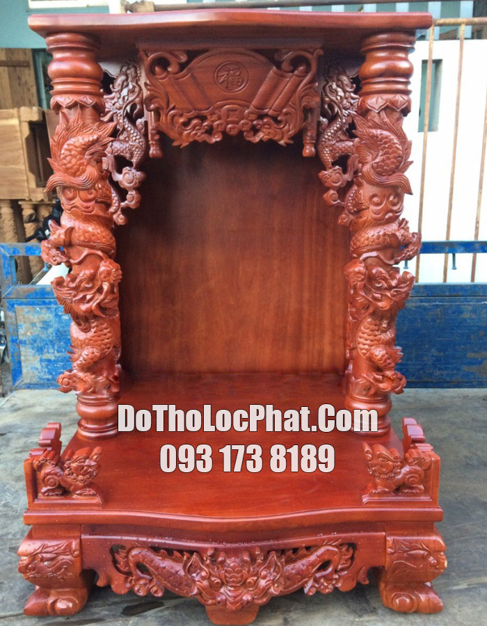 màu đậm bàn thờ ông địa thần tài đẹp 81 x 81 x 127 có hộp đèn điện tử