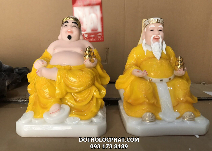 tượng ông địa thần tài bằng bột đá vàng hổ phách