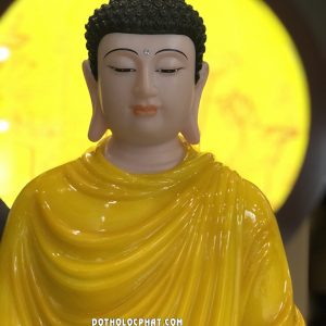 Tượng Phật Thích Ca Tĩnh Tâm Đá Vàng Hổ Phách Đế 8 Cạnh TCTT-008