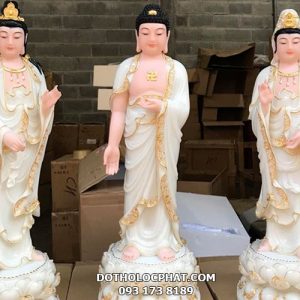 bộ tượng tây phương tam thánh trắng viền vàng nổi đẹp nhất