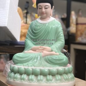 Tượng Phật Bổn Sư Thích Ca áo xanh ngọc cao 40cm