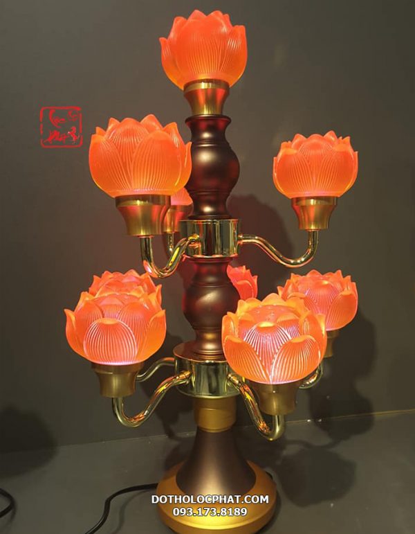 Tranh đèn gỗ hoa Sen trang trí bàn thờ Phật TC6619 Tâm Phát