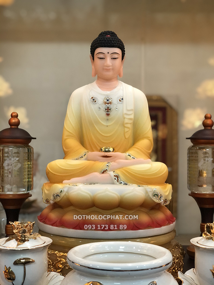 Tượng Phật Thích Ca Vẽ Gấm Vàng Đế Đỏ TCTT-015