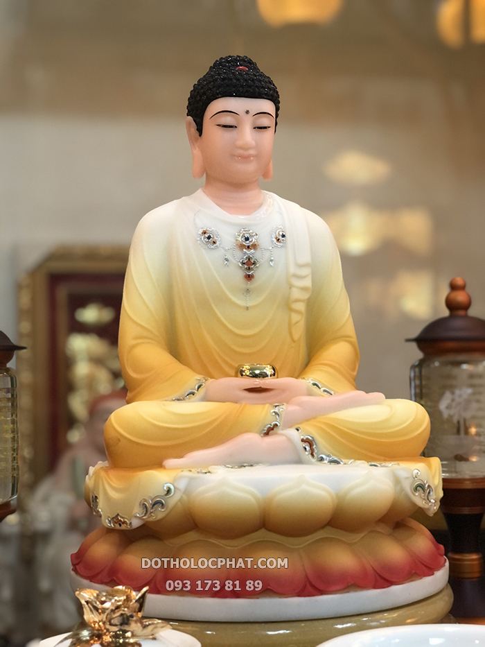 Tượng Phật Thích Ca Vẽ Gấm Vàng Đế Đỏ TCTT-015
