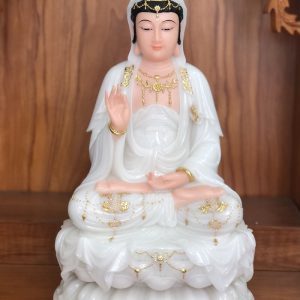 tượng quan âm trắng viền vàng áo rủ đẹp nhất