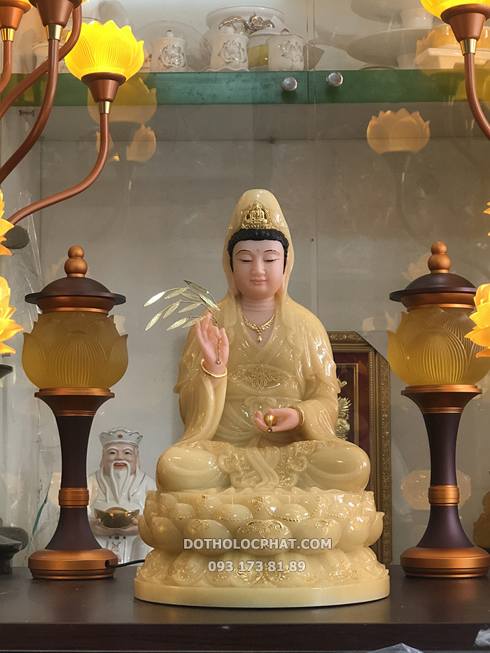 Tượng Phật Bà Quan Âm Thạch Anh Cao 40cm QABT-048