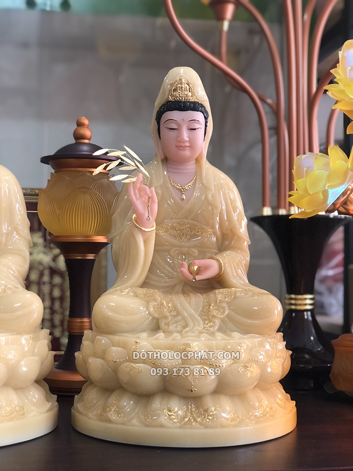 Tượng Phật Bà Quan Âm Thạch Anh Cao 40cm QABT-048