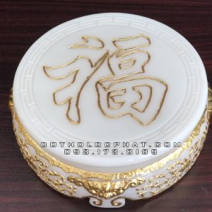 đôn tròn kê tượng phật bằng bột đá trắng đẹp