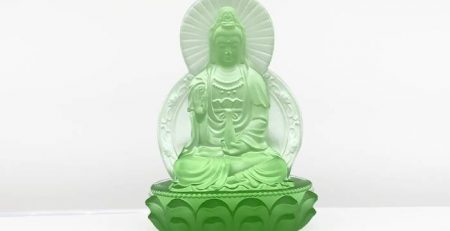 Tượng Quan Âm lưu ly xanh lá để xe ô tô cao 11cm