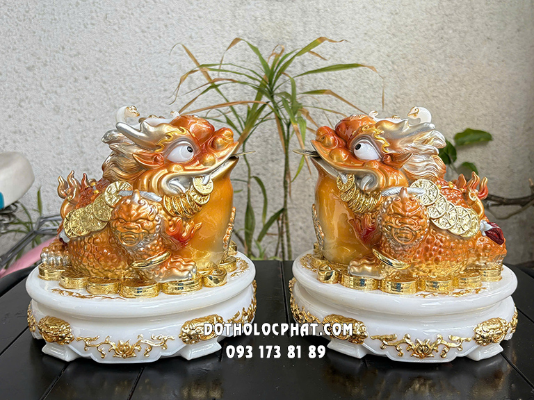 Cóc Ngậm Tiền Bằng Bột Đá Khoáng Vàng Cam CNT-017