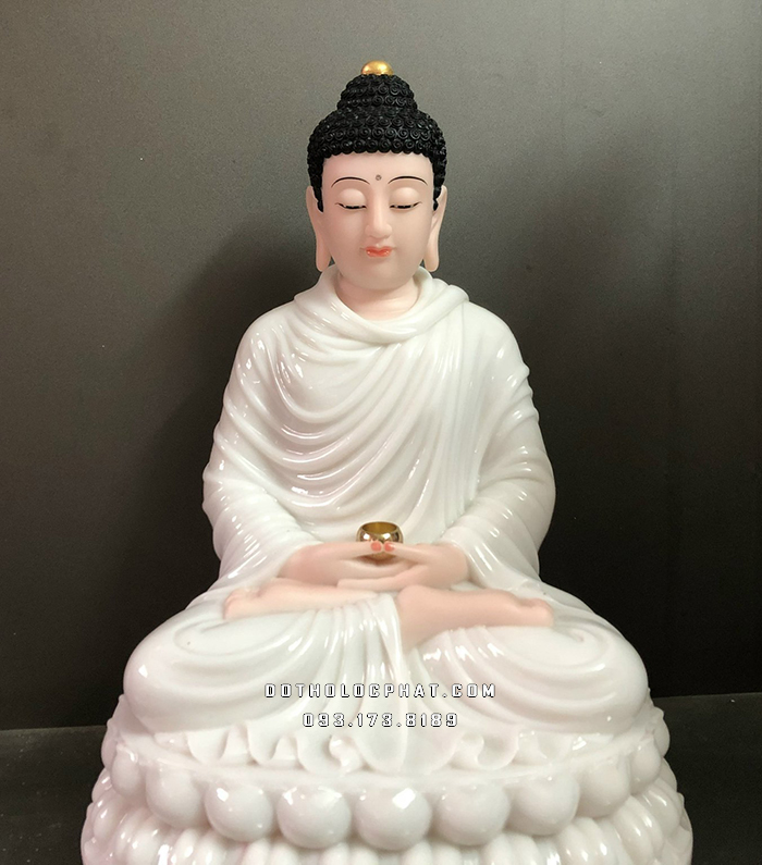 Tượng Phật Thích Ca tĩnh tâm màu trắng cao 50cm