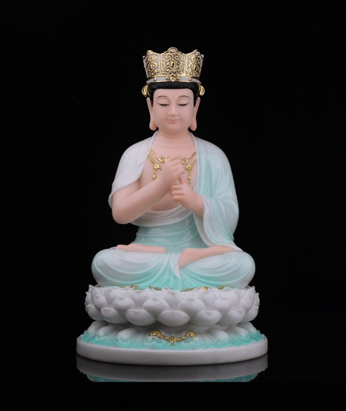 Tượng Tỳ Nô Giá Na Phật màu xanh ngọc