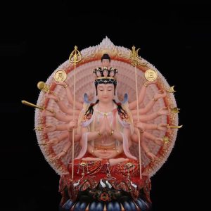 tượng thiên thủ thiên nhãn vẽ màu khoáng đỏ đẹp