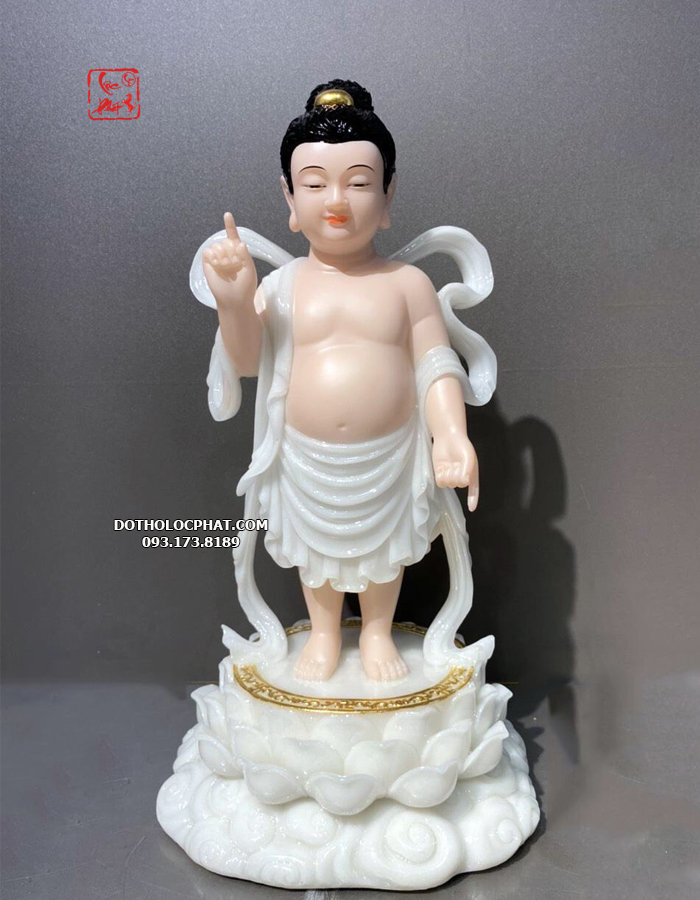 Tượng Phật đản sinh bằng đá trắng cao cấp