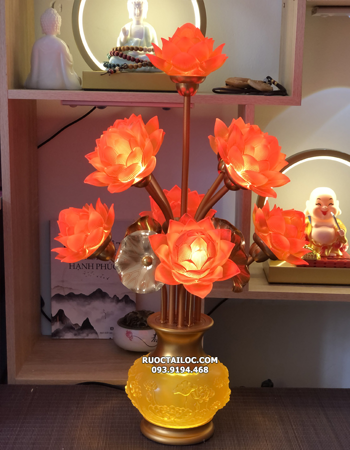 đèn thờ phật đẹp mẫu hoa khai thịnh thế