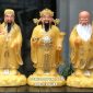 Tượng phúc lộc thọ bằng bột đá thạch anh vàng ngọc đẹp