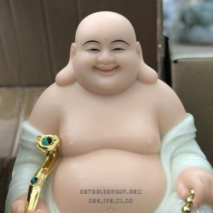 Tượng Phật Di Lặc Trắng Tay Cầm Như Ý Chuỗi Hạt DLBT-046