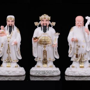 tượng phúc lộc thọ bằng bột đá trắng đẹp