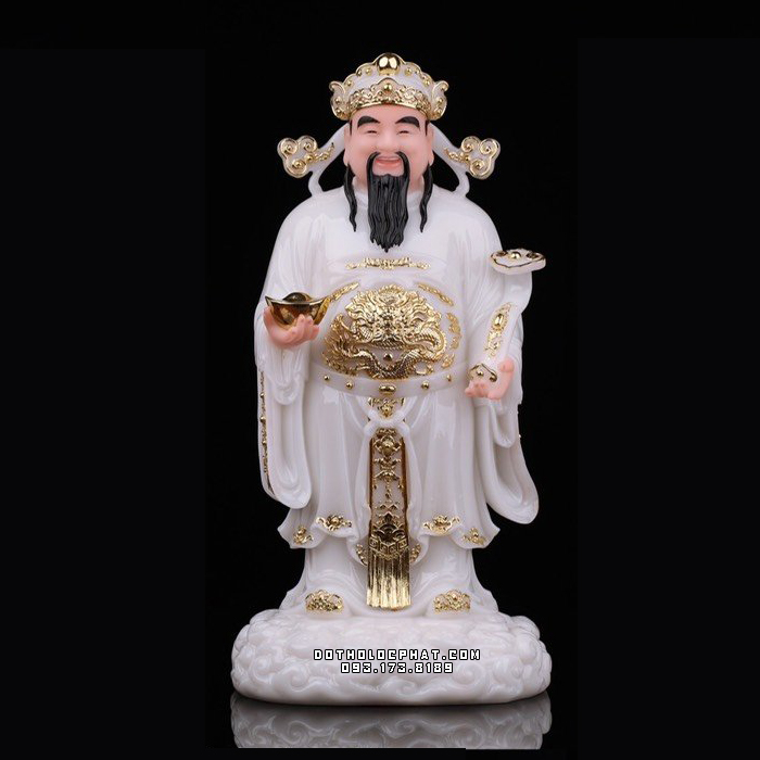 tượng phúc lộc thọ bằng bột đá trắng đẹp