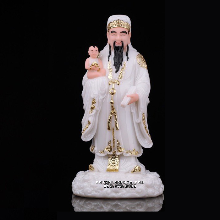tượng phúc lộc thọ bằng bột đá trắng đẹp