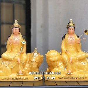 Tượng Văn Thù Phổ Hiền Thạch Anh VTPH-002