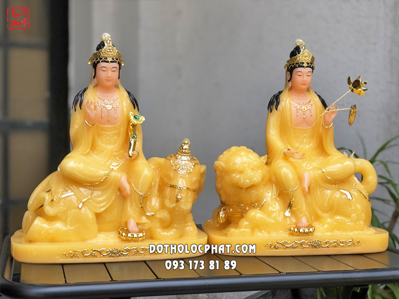 Tượng Văn Thù Phổ Hiền Thạch Anh VTPH-002