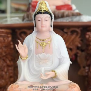 Tượng Quan Âm Bồ Tát Áo Trắng Cam QABT-058