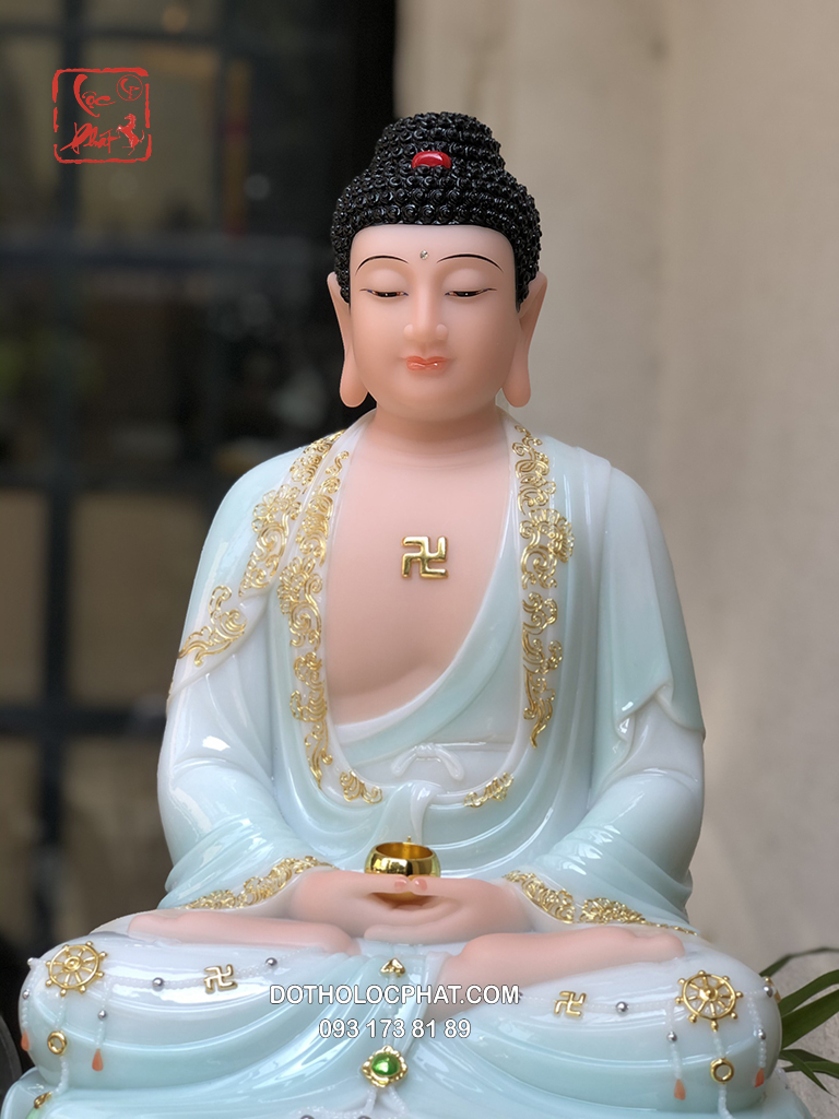 7. Tượng Phật A Di Đà Áo Xanh Viền Vàng ADD-015