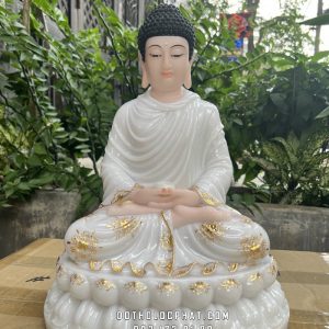 Tượng Phật Bổn Sư Thích Ca Mâu Ni Trắng Viền Vàng TCTT-022