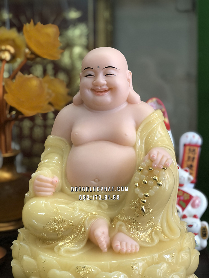 Tượng Phật Di Lặc Thạch Anh Ngồi Cao Đế Hoa Sen DLBT-054