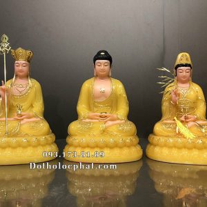 Tượng Ta Bà Tam Thánh Thạch Anh Viền Vàng TBTT-002