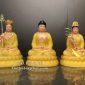Tượng Ta Bà Tam Thánh Thạch Anh Viền Vàng TBTT-002