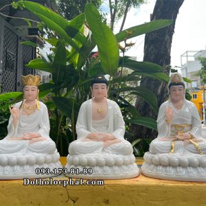 Tượng Ta Bà Tam Thánh Trắng Ngọc TBTT-003