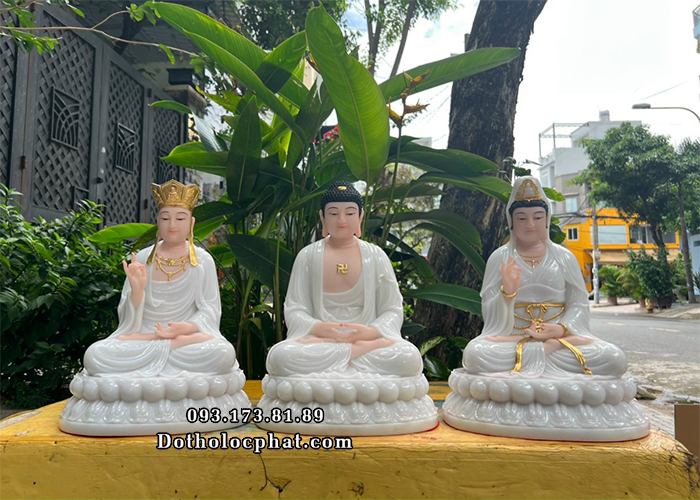 Tượng Ta Bà Tam Thánh Trắng Ngọc TBTT-003