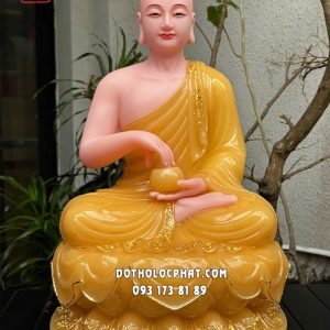 Tượng Thánh Tăng Sivali thạch anh viền vàng
