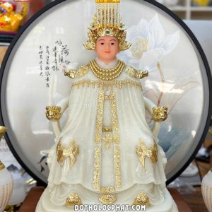 Tượng Bà Chúa Xứ áo trắng viền vàng bằng bột đá đẹp nhất