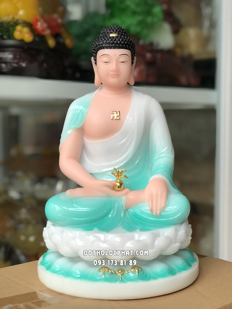 Tượng Phật Dược Sư Bằng Bột Đá Xanh Ngọc Đẹp DS-009