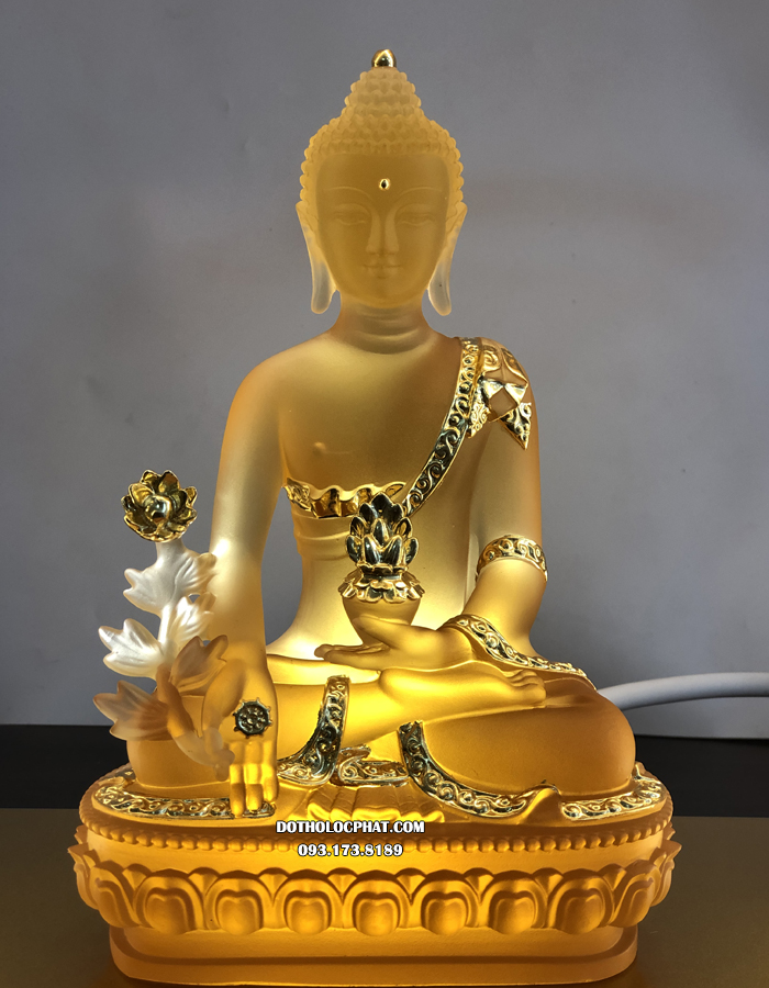 Tượng Phật Dược Sư Đá Lưu Ly Vàng Ngọc DS-028