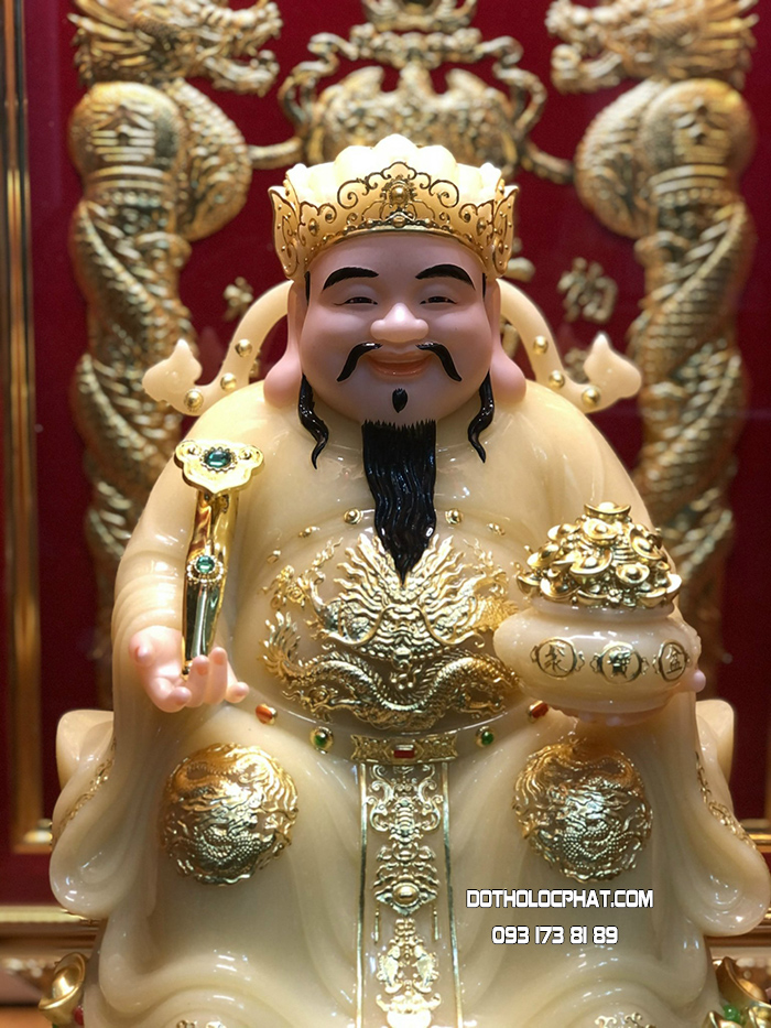 Tượng Thần Tiền Thạch Anh Đế Tròn Hũ Vàng TT-022