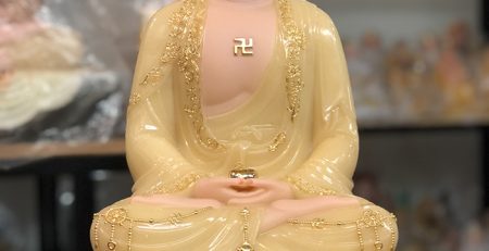 Tượng Phật A Di Đà Thạch Anh Áo Viền Vàng ADD-005