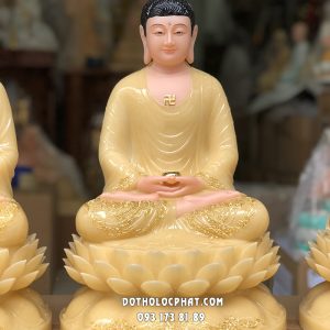 Tượng Phật A Di Đà Vàng Thạch Anh Đế Hoa Sen Nở ADD-006