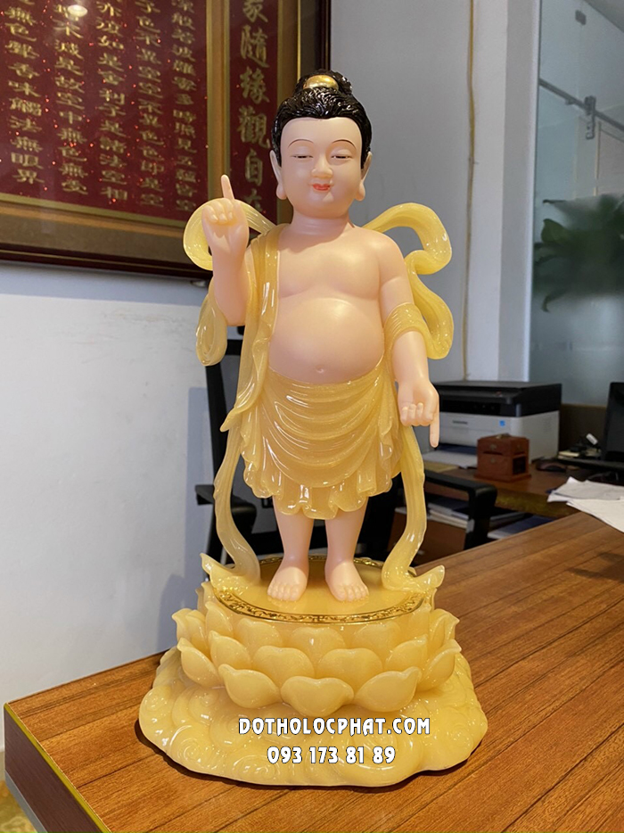 Tượng Phật Đản Sanh Thạnh Anh Đế Mây Hoa Sen Nở PDS-005