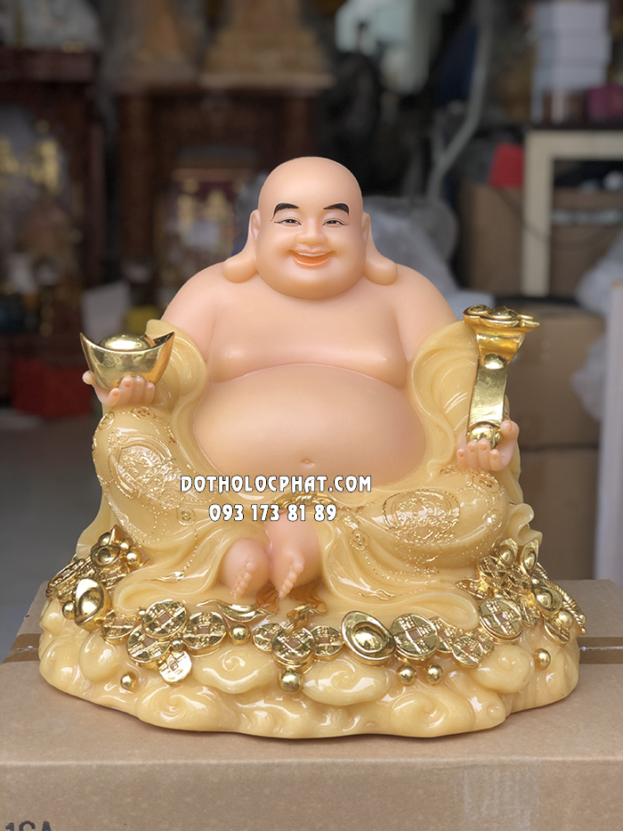Tượng Phật Di Lặc Thạch Anh Như Ý Thỏi Vàng Lớn DLBT-066