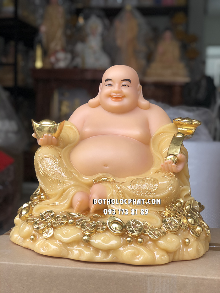 Tượng Phật Di Lặc Thạch Anh Như Ý Thỏi Vàng Lớn DLBT-066
