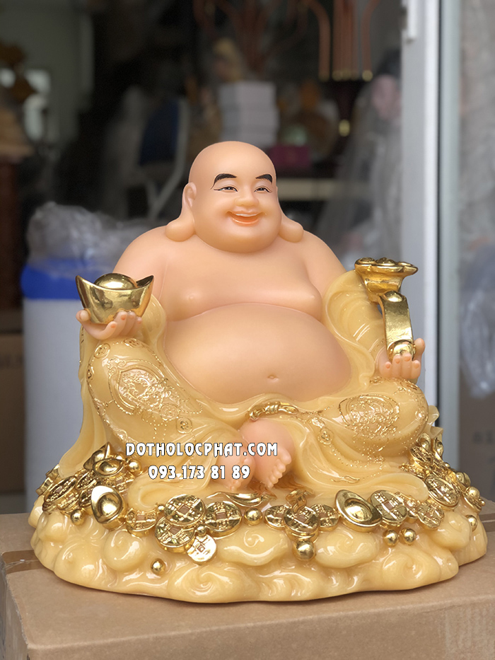 Tượng Phật Di Lặc Thạch Anh Như Ý Thỏi Vàng Lớn DLBT-066