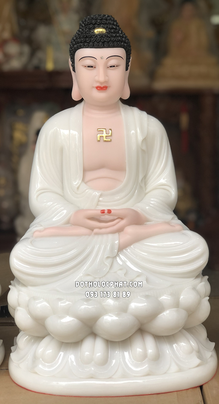 Tượng Phật A Di Đà Trắng Đế Sen ADD-008